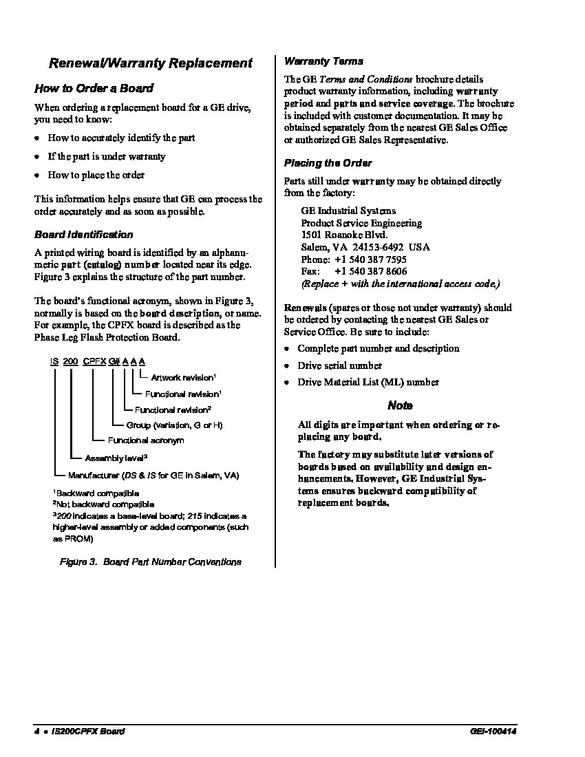 First Page Image of IS200CPFXG Phase Leg Flash Protection Board Renewal Warranty Replacement.pdf